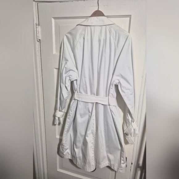 Vintage Calvin Klein White Double-Breasted Trench Coat Fits Xl-2xl No Size Tag - Picture 3 of 7